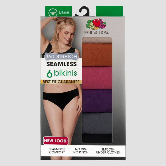 Fruit of the Loom Women's 6pk 360 Stretch Seamless Bikini Underwear - 7