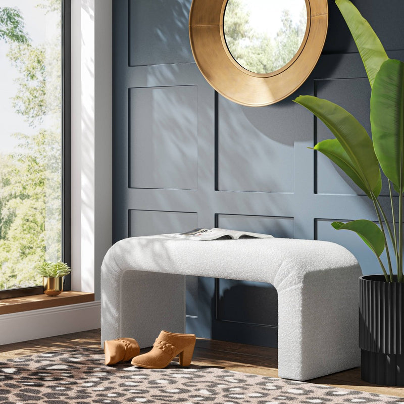 Cicely Waterfall Bench Cream Boucle - Threshold: Padded, No Assembly, Bedroom Furniture (LOCAL PICKUP ONLY)