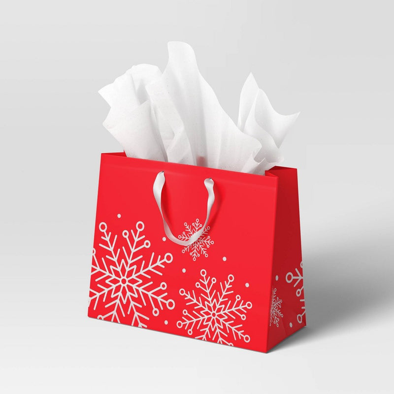 Glittered Snowflakes Vogue Christmas Gift Bag Red - Wondershop