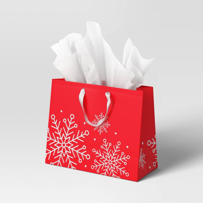 Glittered Snowflakes Vogue Christmas Gift Bag Red - Wondershop