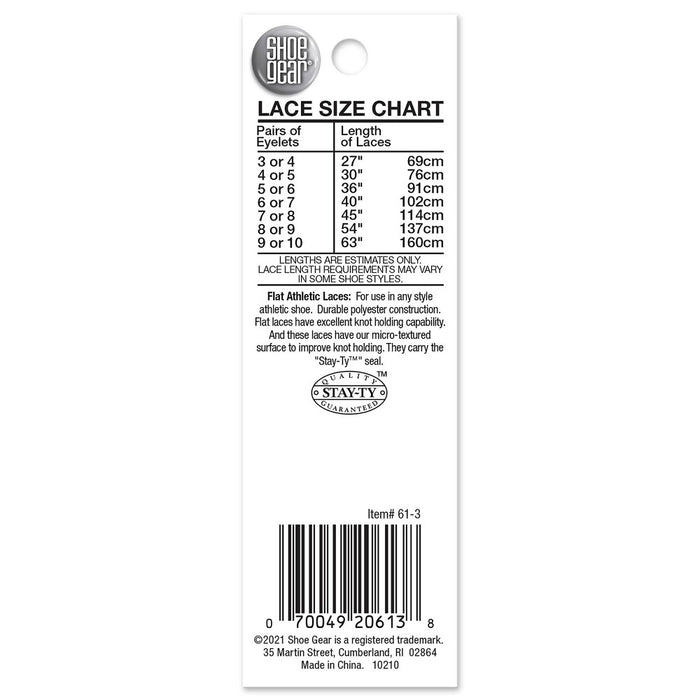 Shoe Gear Flat Sport Shoe Laces - Black 36"
