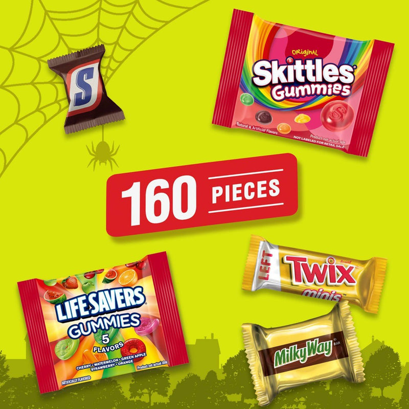 Skittles Gummies, Twix, Snickers Candy Variety Pack - 66.44oz/160Ct BBD:05/26