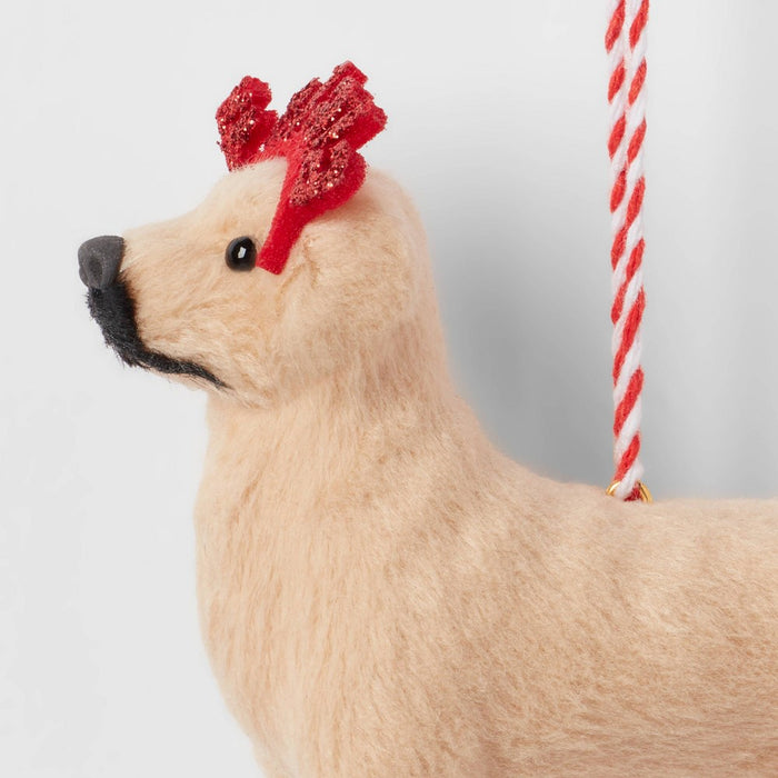 Fabric Golden Retriever with 'Fa La La' Glasses Christmas Tree Ornament - Wondershop