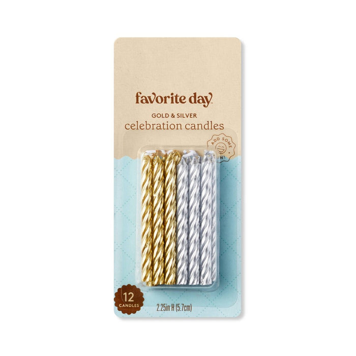 Gold and Silver Twist Candles - 12ct - Favorite Day