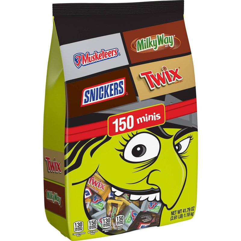 Twix, Snickers, Milky Way & 3 Musketeers Halloween Minis Candy Chocolate Bars Bulk - 41.79oz/150Ct