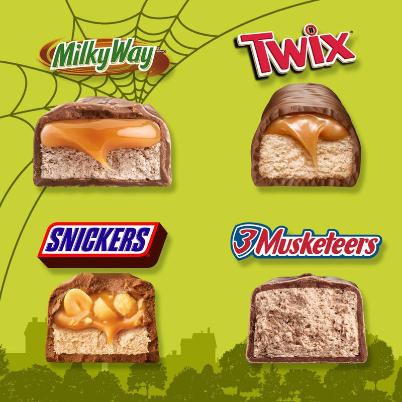 Twix, Snickers, Milky Way & 3 Musketeers Halloween Minis Candy Chocolate Bars Bulk - 41.79oz/150Ct