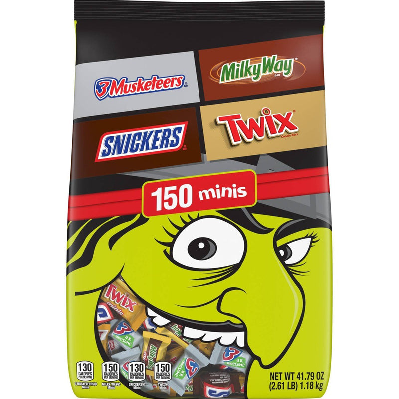 Twix, Snickers, Milky Way & 3 Musketeers Halloween Minis Candy Chocolate Bars Bulk - 41.79oz/150Ct