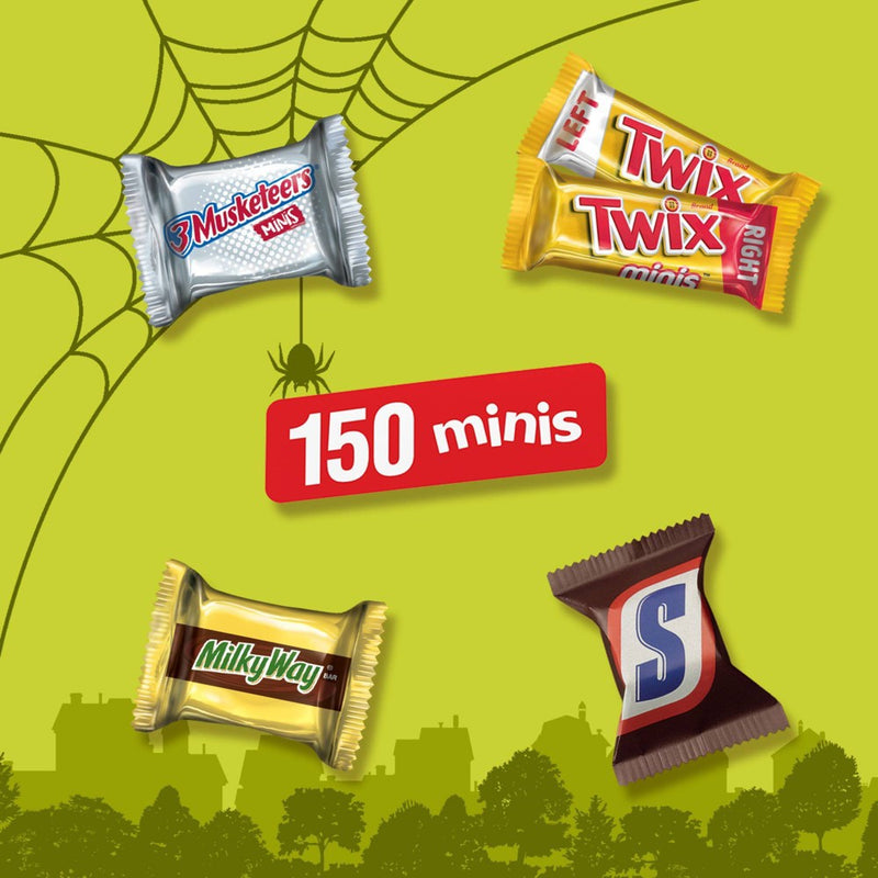 Twix, Snickers, Milky Way & 3 Musketeers Halloween Minis Candy Chocolate Bars Bulk - 41.79oz/150Ct