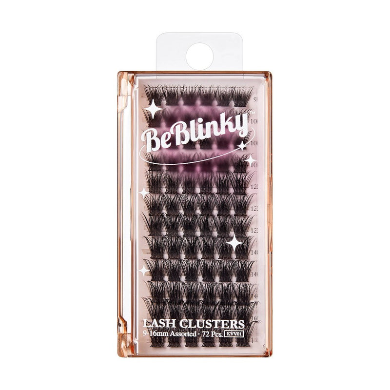 BeBlinky False Eyelash Clusters 01, 9-16 mm, Wide Band, 72pcs. - Natural