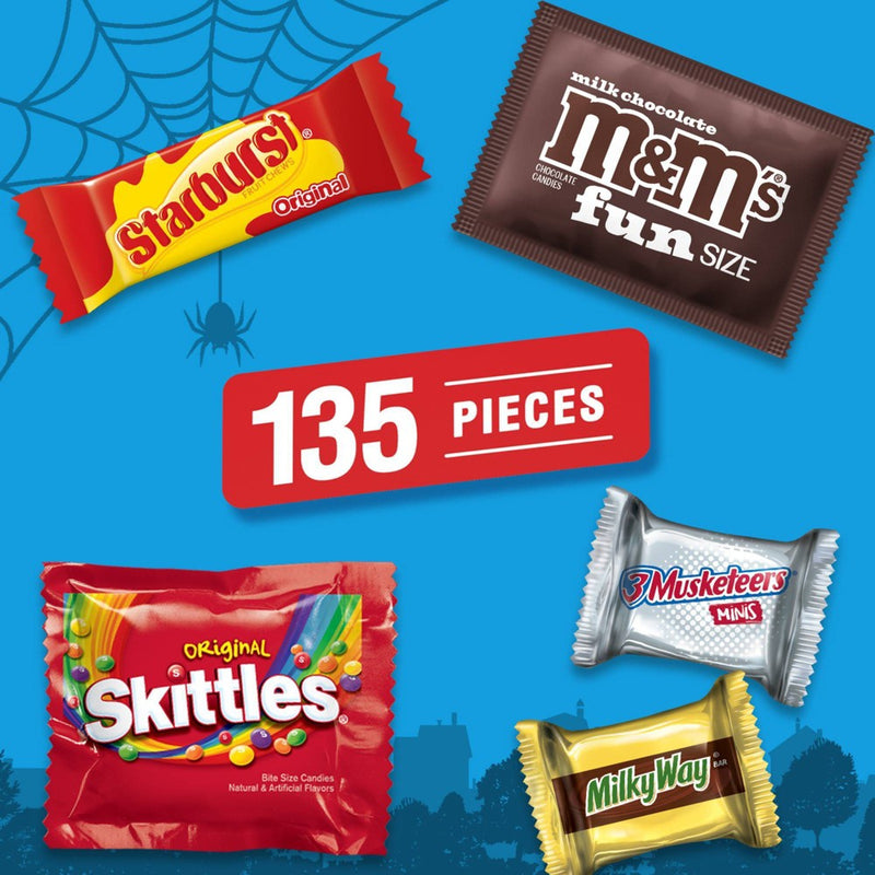 Skittles, Starburst, M&M's, Twix, 3 Musketeers & Milky Way Bag 135Ct BBD:02/2026