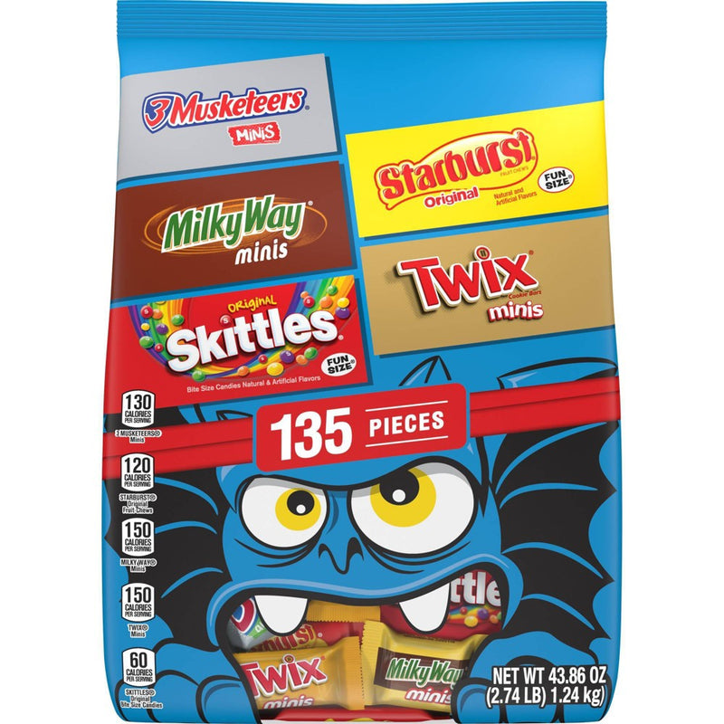 Skittles, Starburst, M&M's, Twix, 3 Musketeers & Milky Way Bag 135Ct BBD:02/2026