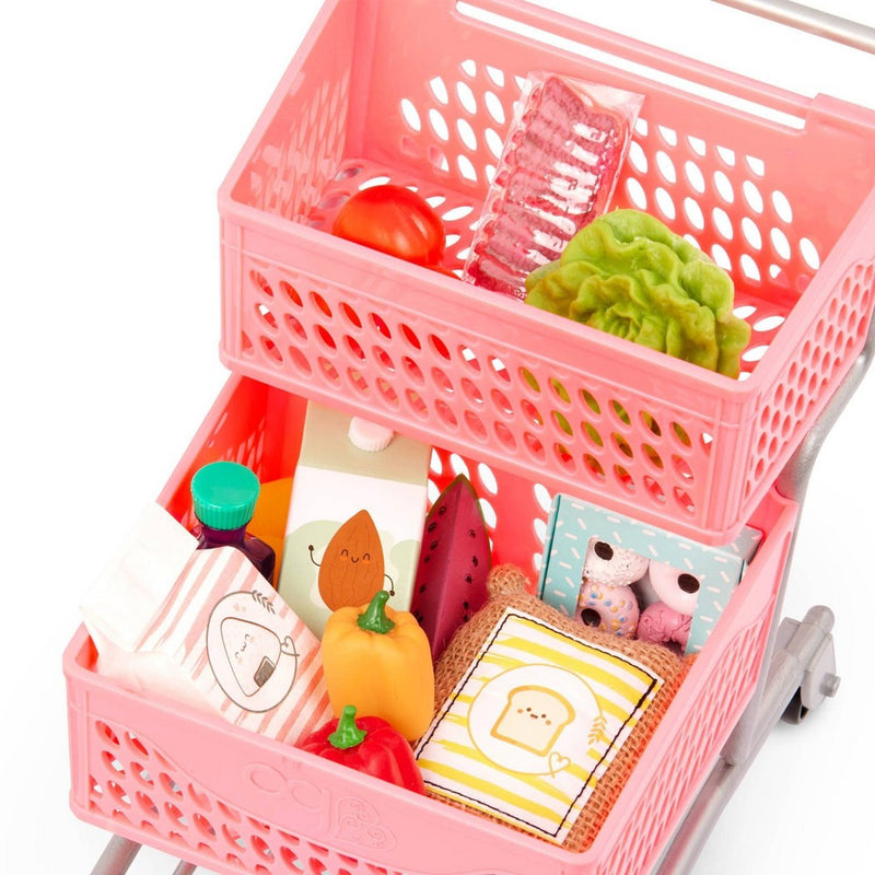 Our Generation Supermarket Play Pink Grocery Shopping Cart & Food Accessory Set for 18'' Dolls