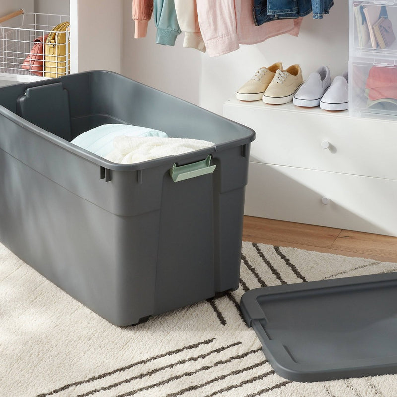 45gal Latching Storage Tote - Brightroom: Portable Plastic Container with Lid, Universal Storage, Gray, 45 Gallon Capacity (LOCAL PICKUP ONLY)