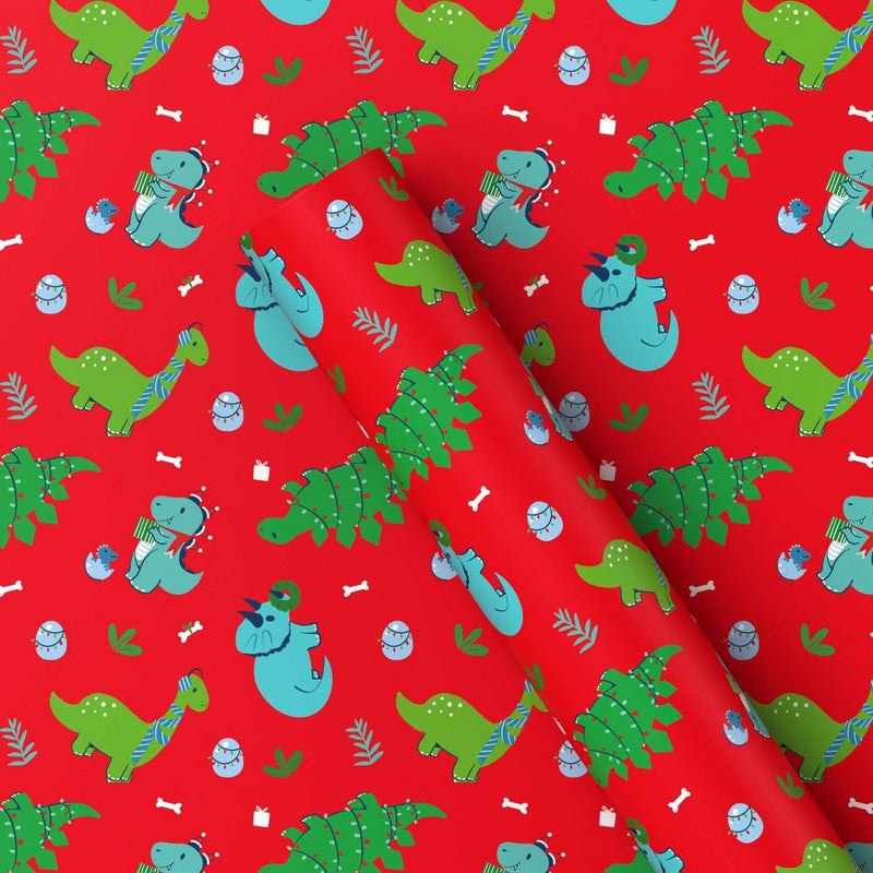 50 sq ft Dinosaurs Christmas Gift Wrap Red - Wondershop (LOCAL PICKUP ONLY)