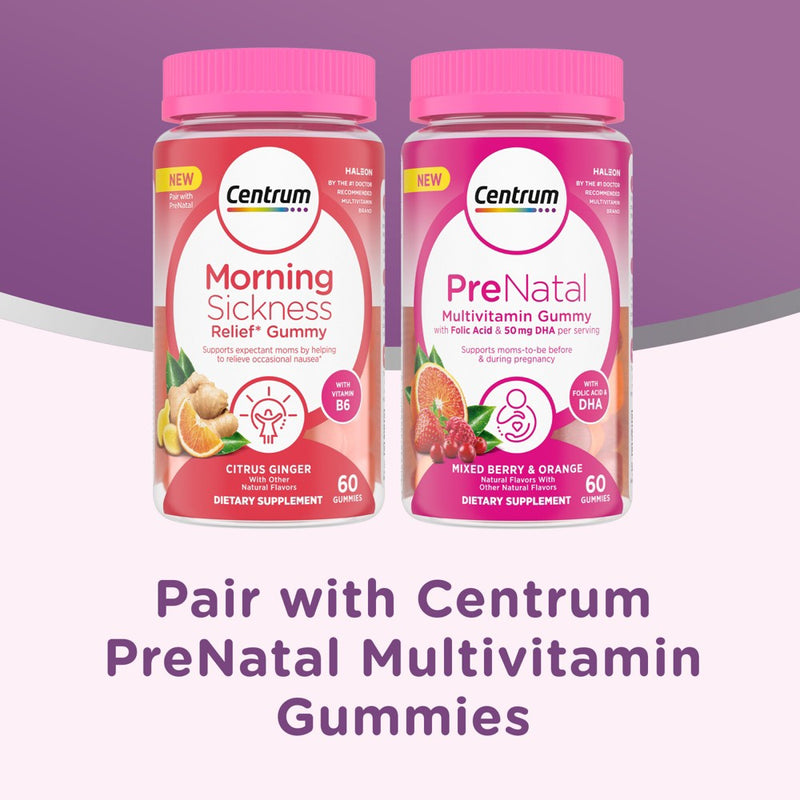Centrum Morning Sickness Relief Vitamin Gummies - Citrus - 60ct