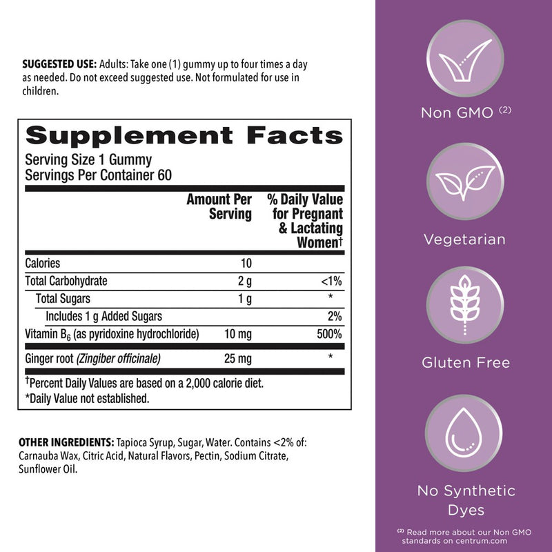Centrum Morning Sickness Relief Vitamin Gummies - Citrus - 60ct