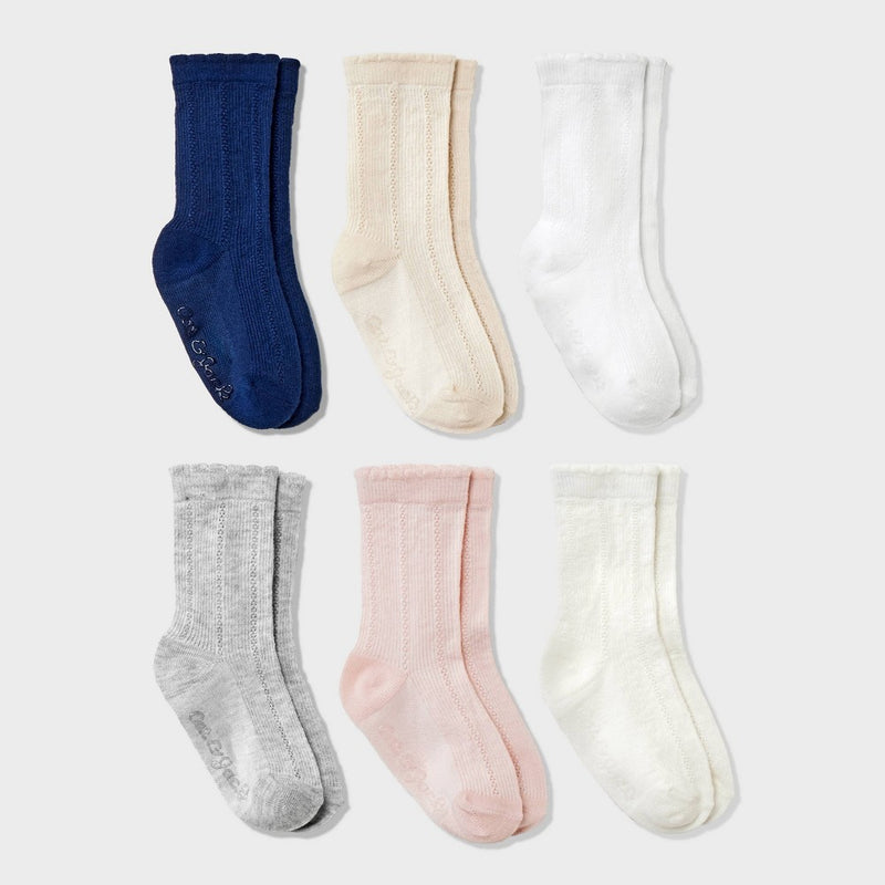 Toddler Girls' 6pk Crew Socks - Cat & Jack 2T-3T