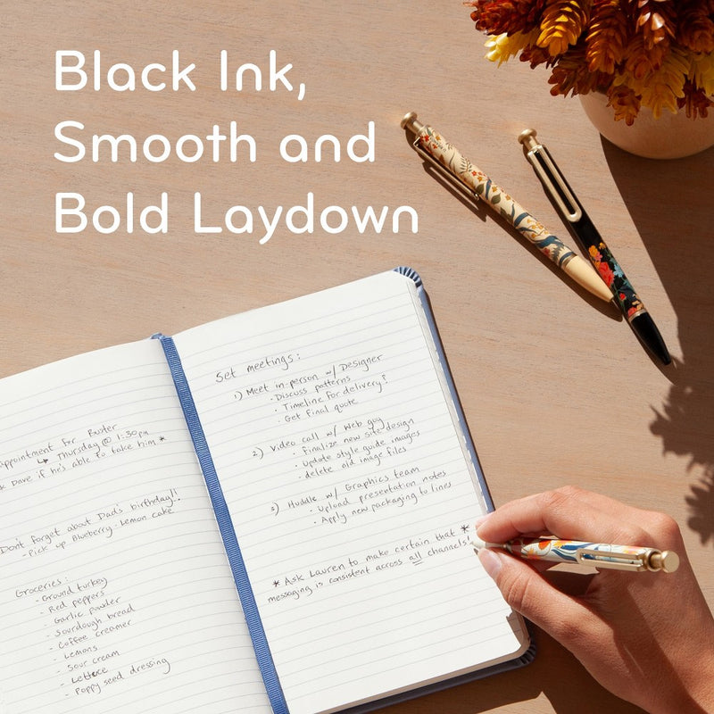 U Brands 3pk Ballpoint Pens Black Ink Monterey Botanical Studies
