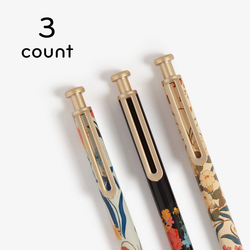 U Brands 3pk Ballpoint Pens Black Ink Monterey Botanical Studies