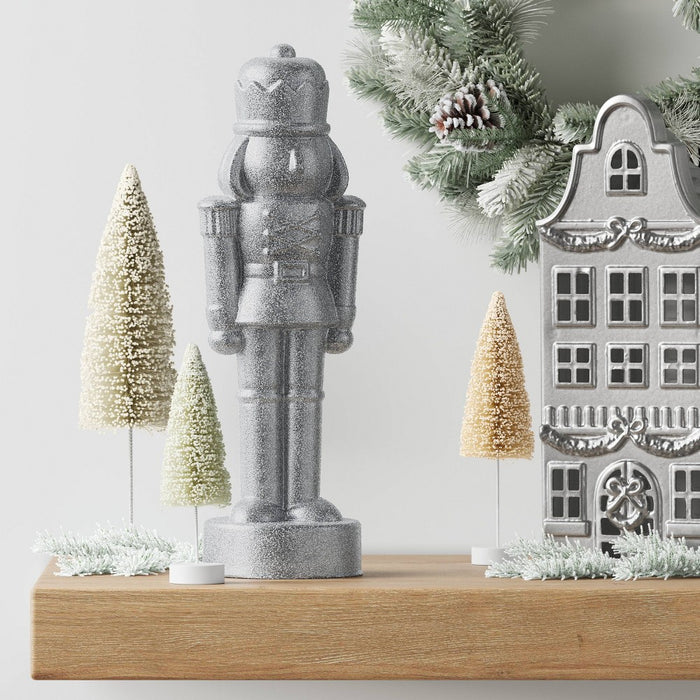 Glittered Christmas Decorative Nutcracker - Wondershop Silver