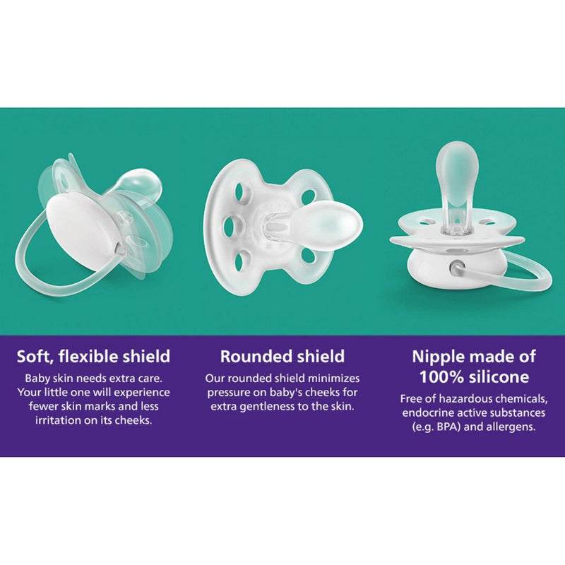 Avent Philips Ultra Soft Pacifier 0-6 Months - Toucan/Green Leaves - 4pk