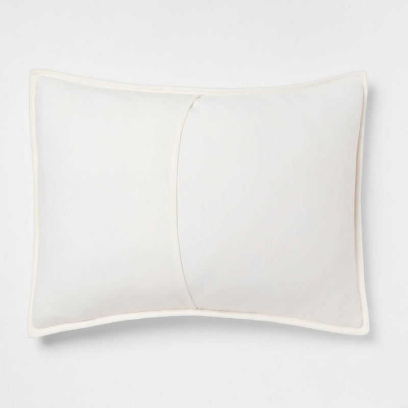 Standard Luxe Diamond Stitch Velvet Quilt Sham Ivory - Threshold: OEKO-TEX Certified, Machine Washable, No Flange