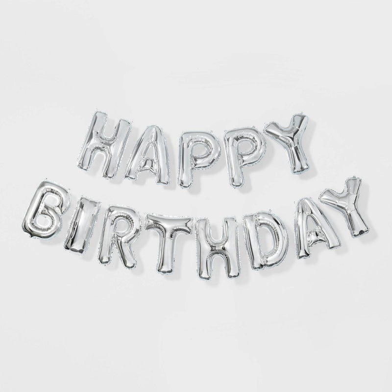 "Happy Birthday" Foil Balloon Silver - Spritz