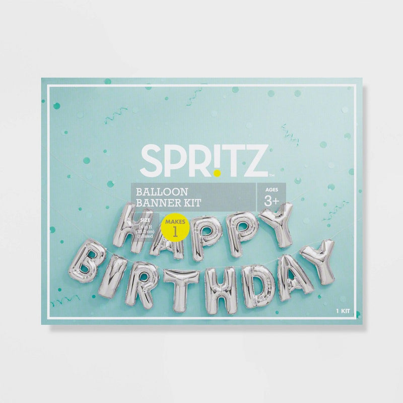 "Happy Birthday" Foil Balloon Silver - Spritz