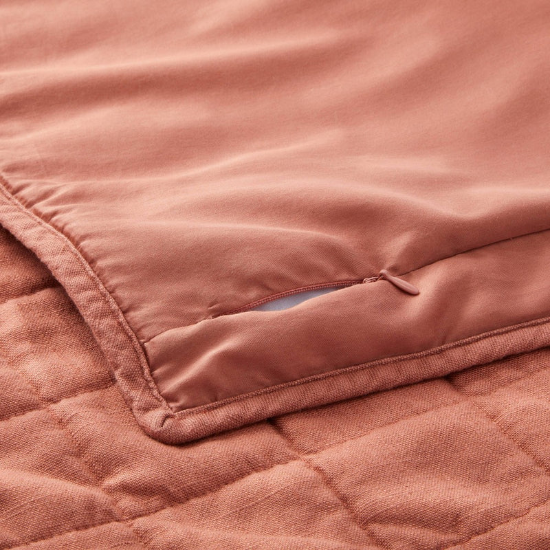 King Heavyweight Linen Blend Quilt Pillow Sham Terracotta - Casaluna: Zipper Closure, OEKO-TEX Certified, No Flange