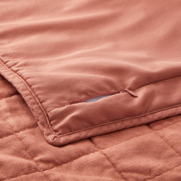 King Heavyweight Linen Blend Quilt Pillow Sham Terracotta - Casaluna: Zipper Closure, OEKO-TEX Certified, No Flange
