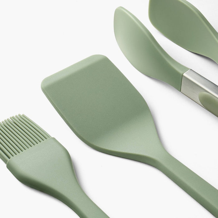 3pc Silicone Mini Turner Basting Brush and Tongs Set Sage Green - Figmint: Kitchen Gadgets, Dishwasher-Safe Utensils