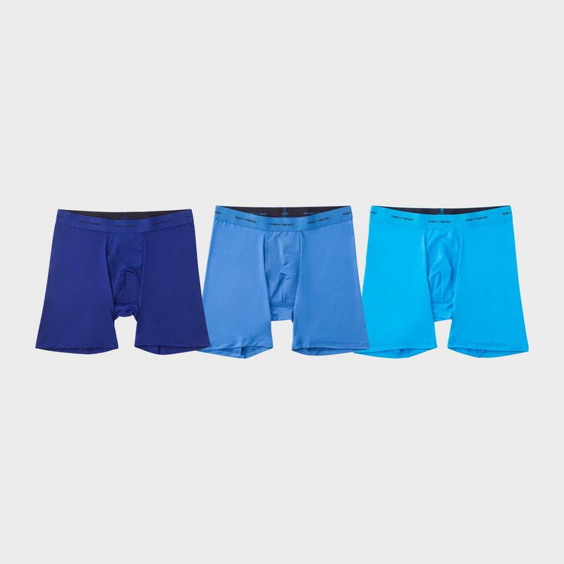 Pair of Thieves Men's Quick Dry Long Leg Boxer Briefs 3pk -Blue M