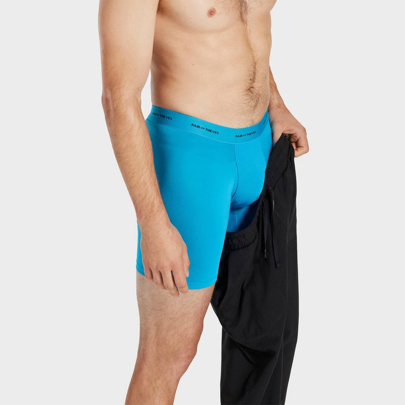Pair of Thieves Men's Quick Dry Long Leg Boxer Briefs 3pk -Blue M