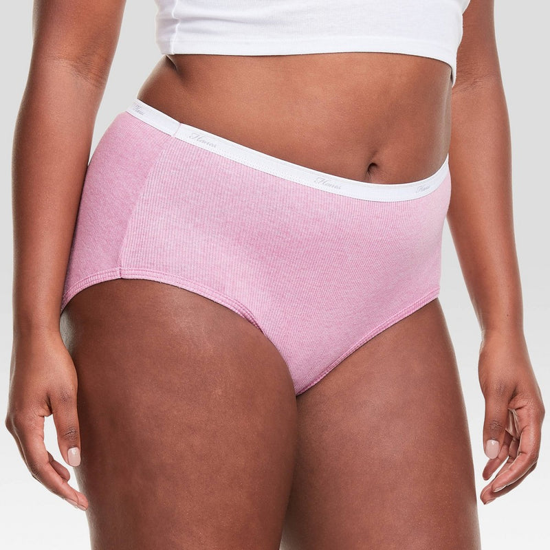 Hanes Women's 6pk Cotton Ribbed Heather Briefs - Colors May Vary 6