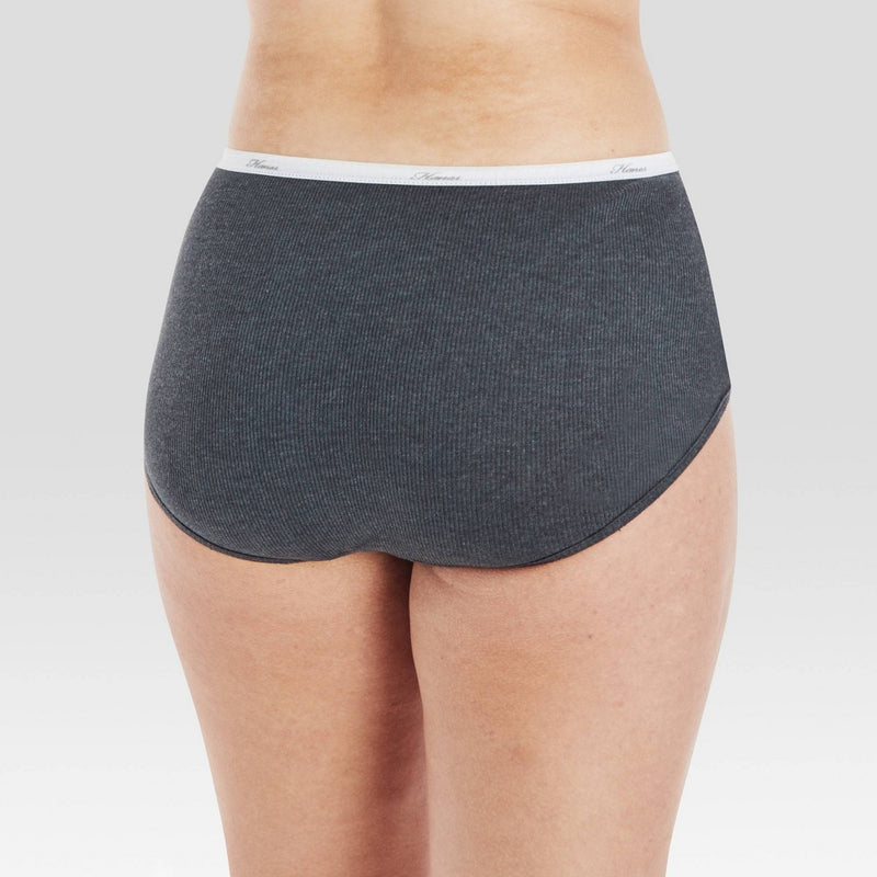 Hanes Women's 6pk Cotton Ribbed Heather Briefs - Colors May Vary 6