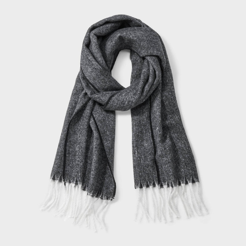 Pinstripe Blanket Tassel Scarf - A New Day Dark Gray