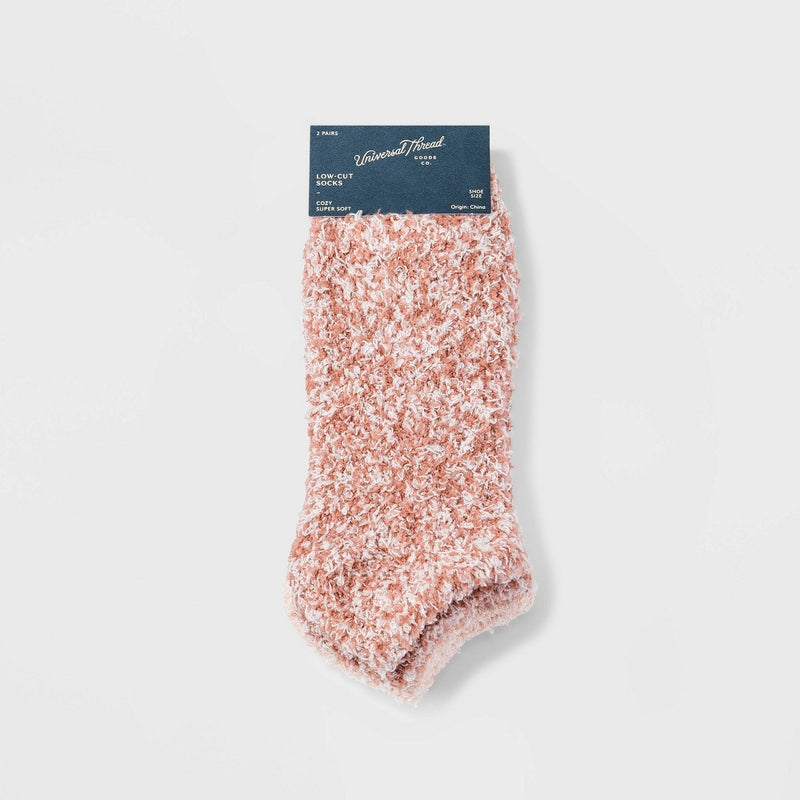 Women's 2pk Cozy Marled Low Cut Socks - Universal Thread Rose/Light Pink 4-10