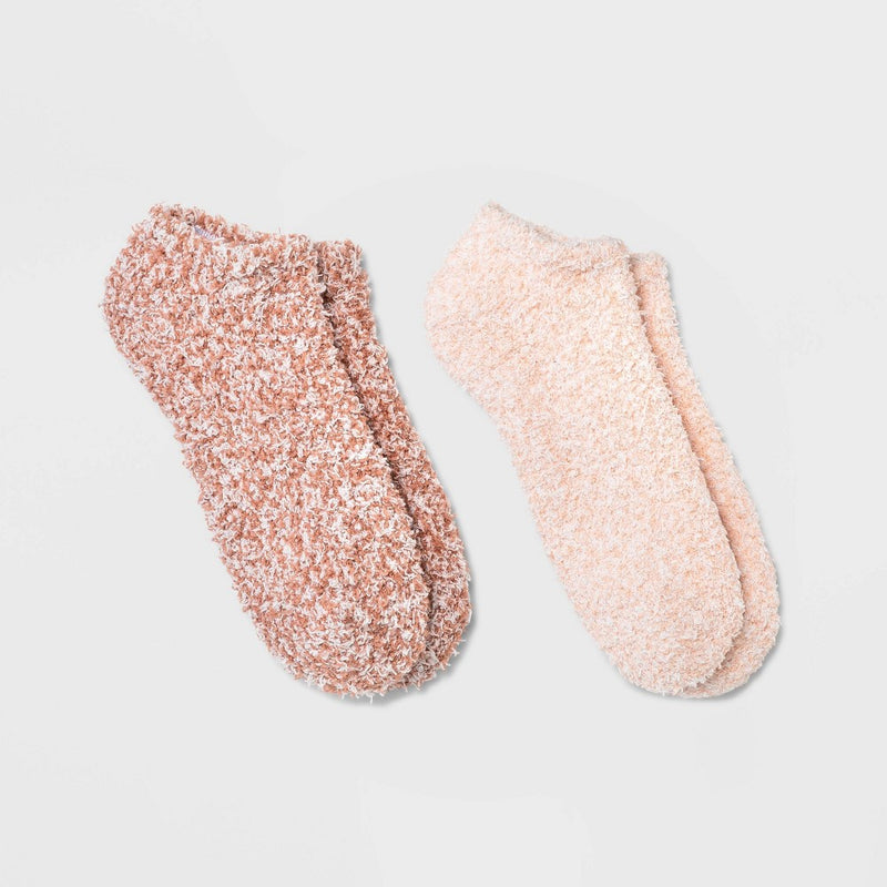 Women's 2pk Cozy Marled Low Cut Socks - Universal Thread Rose/Light Pink 4-10