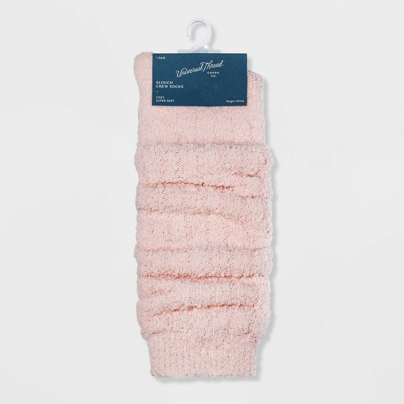 Women's Cozy Slouch Crew Socks - Universal Thread Pink 4-10