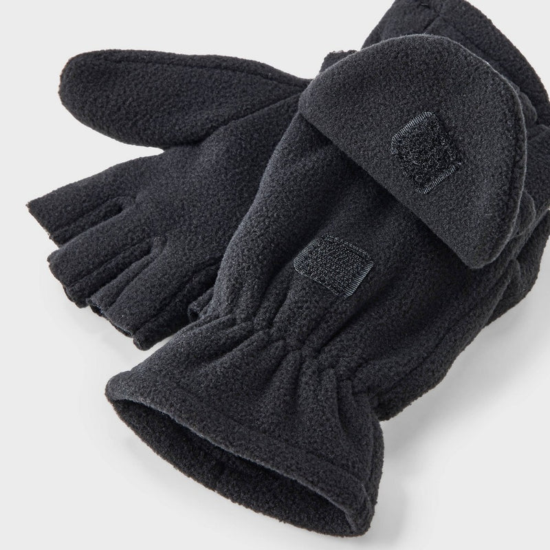 Boys' Fleece Fliptop Gloves - Cat & Jack Black 4-7