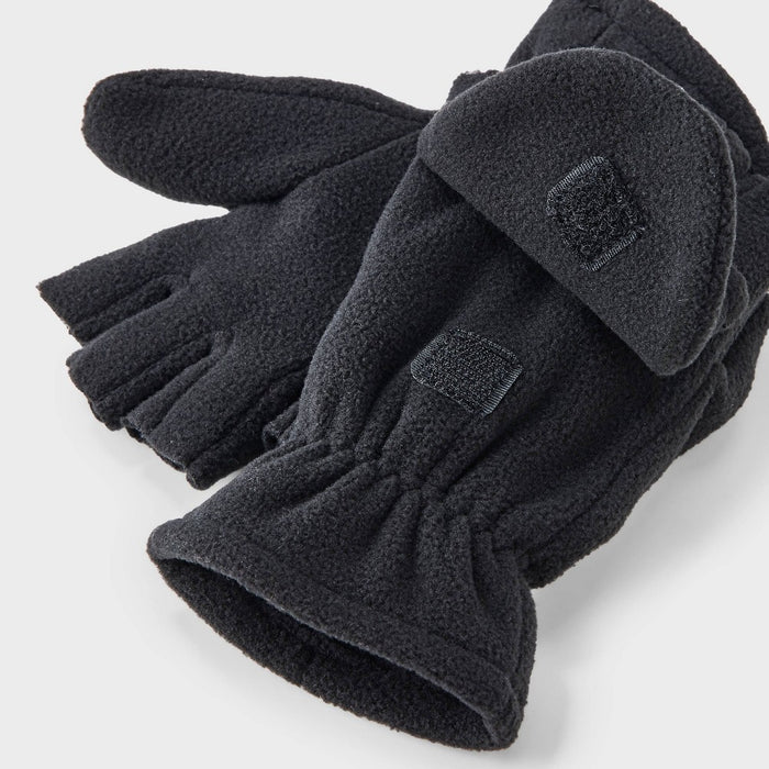 Boys' Fleece Fliptop Gloves - Cat & Jack Black 4-7