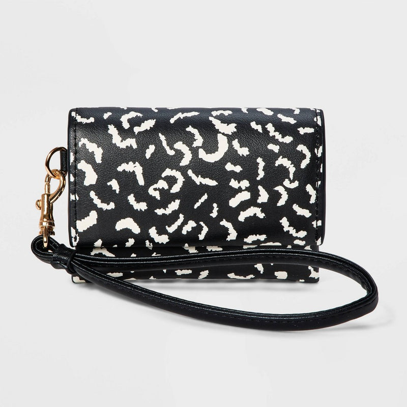 Leopard Print Mini Wristlet Wallet - A New Day Black/White