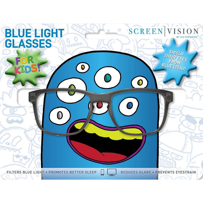 ICU Eyewear Kids Screen Vision Blue Light Filtering Square Glasses - Gray