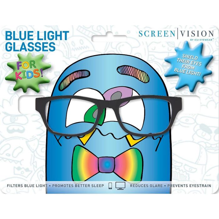 ICU Eyewear Kids Screen Vision Blue Light Filtering Rectangular Glasses - Black
