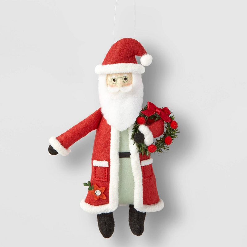 Fabric Santa with Wreath Christmas Tree Ornament - Wondershop