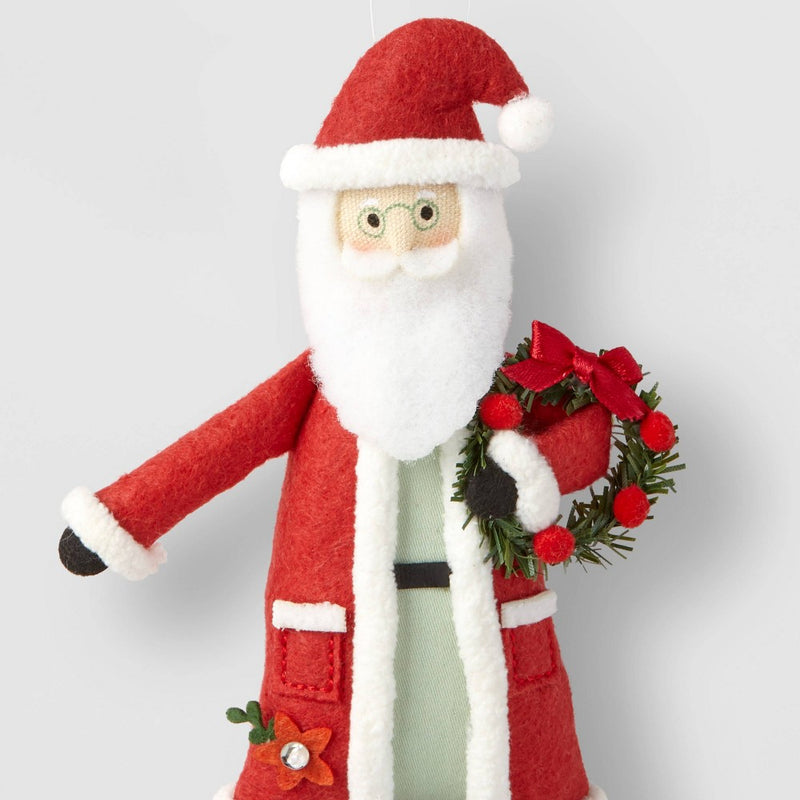 Fabric Santa with Wreath Christmas Tree Ornament - Wondershop
