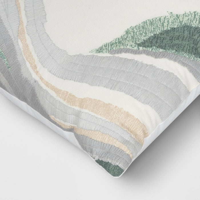 Tonal Patterned Chunky Embroidered Cotton Square Throw Pillow Blue - Threshold: Luxury Glam Decor, Indoor Abstract Design