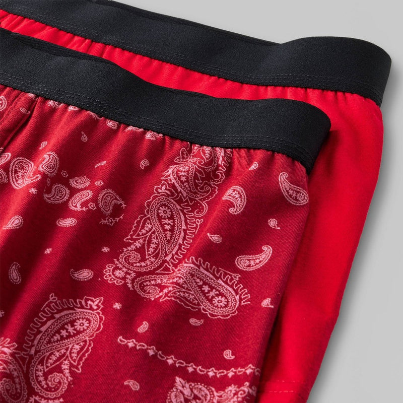 Men's Bandana/Solid Trunks 2pk - Original Use Maroon XS