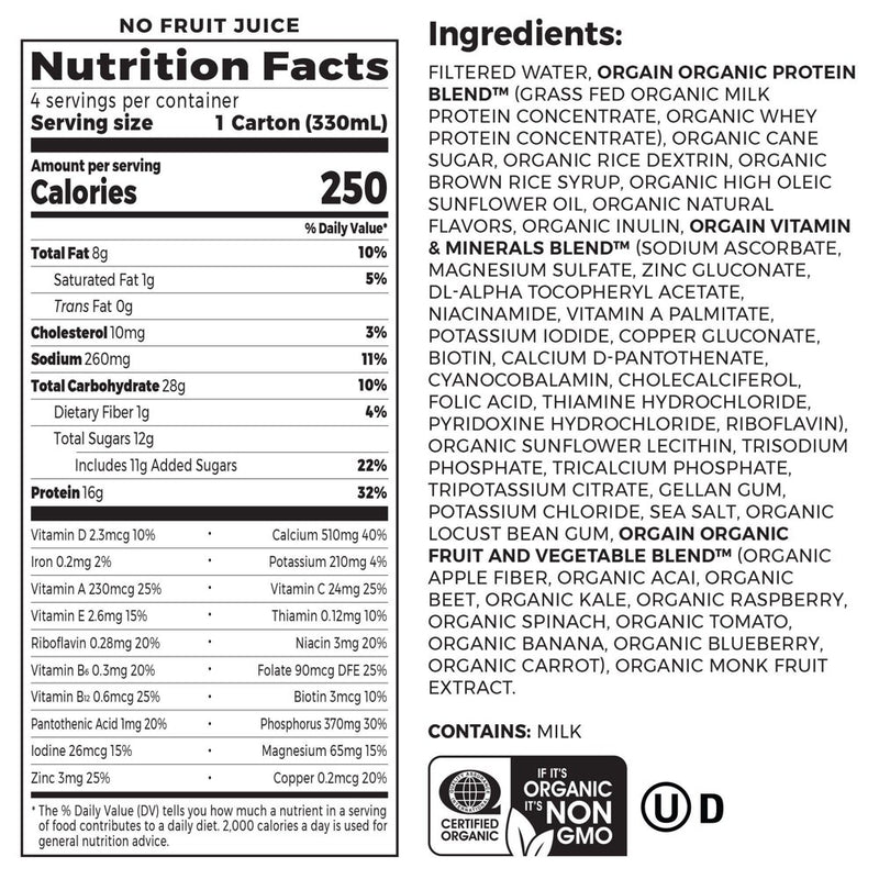 Orgain Nutritional Shake - Vanilla - 11 fl oz/4pk