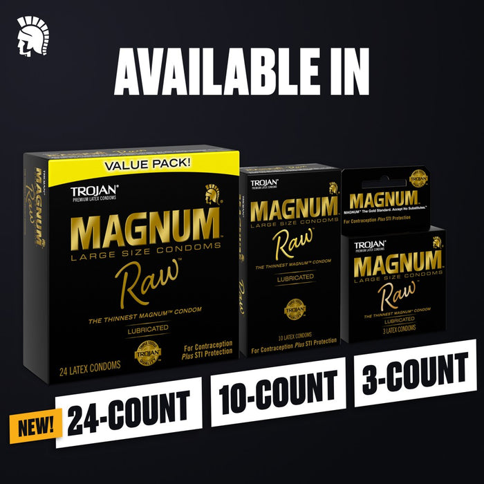 Trojan Magnum Raw Large Size Lubricated Latex Condoms - 10ct